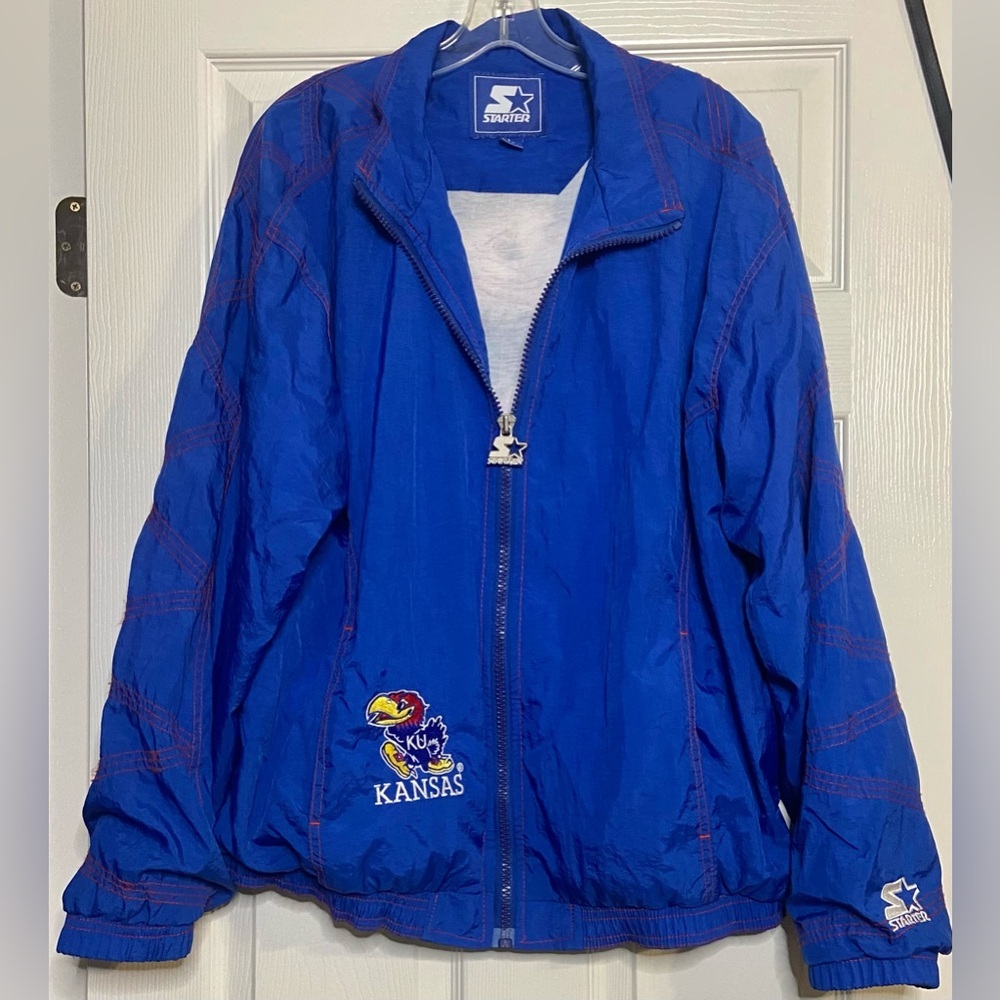 Vintage 90’s Kansas University Jayhawks Starter Jacket Coat Sz L